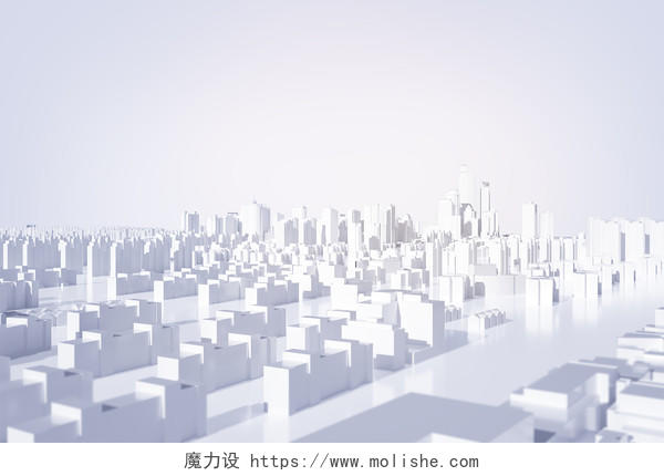 白色简约3D立体城市建筑商务科技背景城市建筑背景